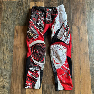 ANSR Men’s Motocross Pants Size w/ Pads Red Black MX Riding Gear